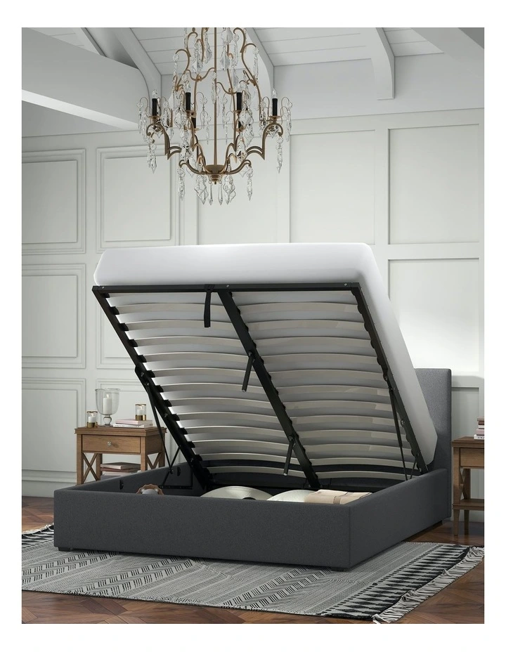 Milano Luxury Gas Lift Bed with Headboard in Grey