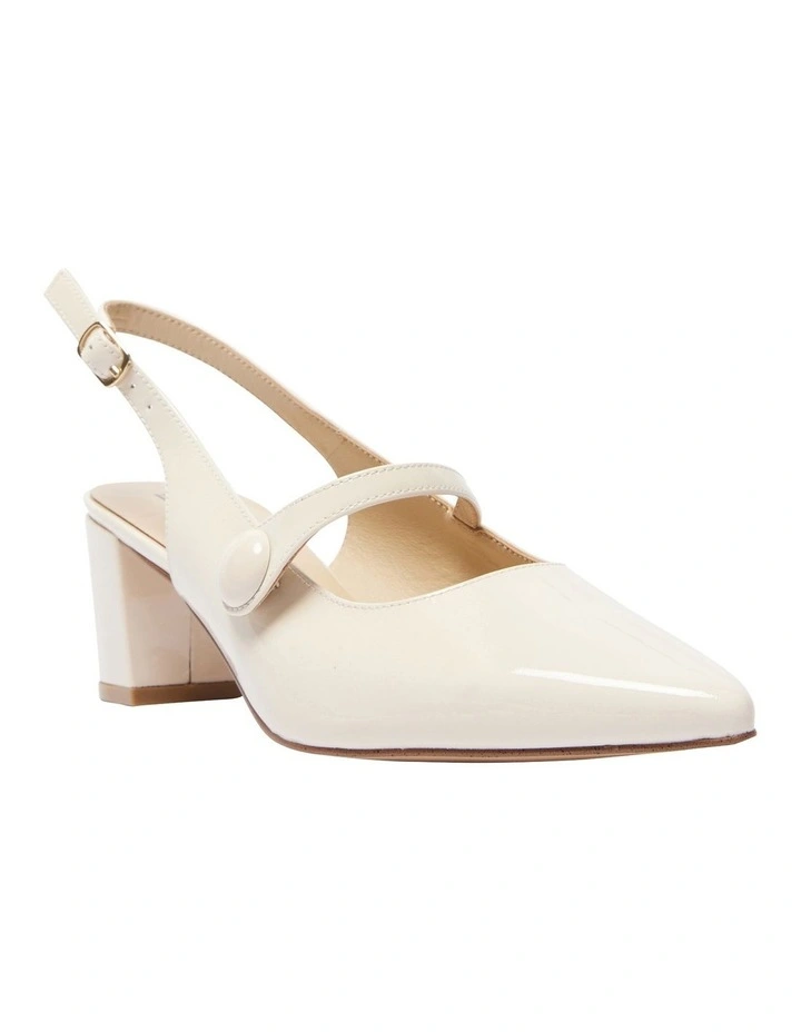 Leather Lillian Heeled Shoes in Ivory Patent