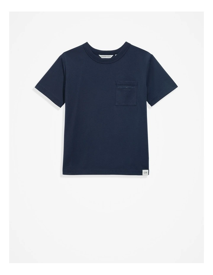 Organically Grown Cotton Pocket T-shirt in Navy