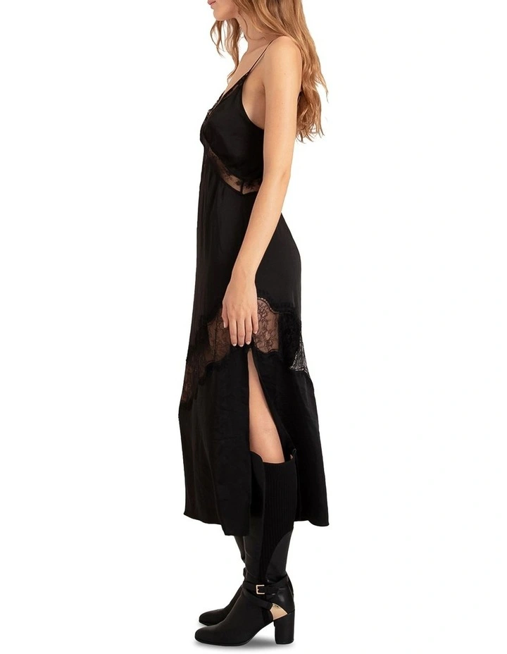 Heavenly Bodies Lace Slip Dress in Black