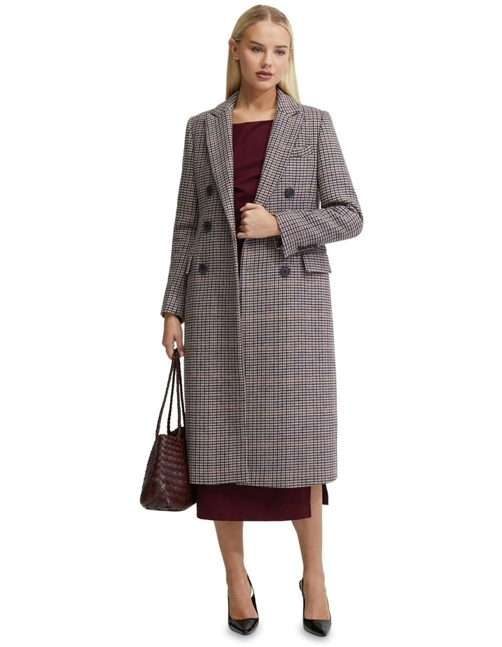 Lily Wool Rich Coat in Plum Multi