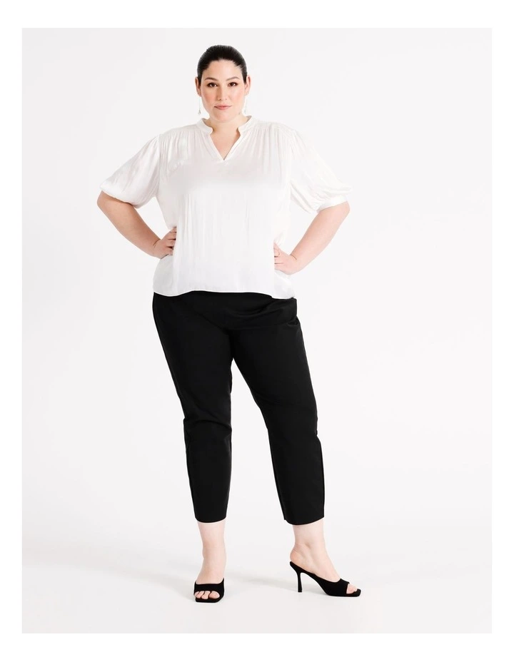 Organic Cotton Blend Sateen Pant in Black