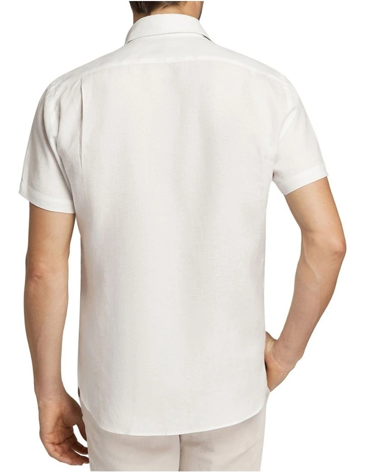 Marbella Linen Short Sleeve Shirt in White