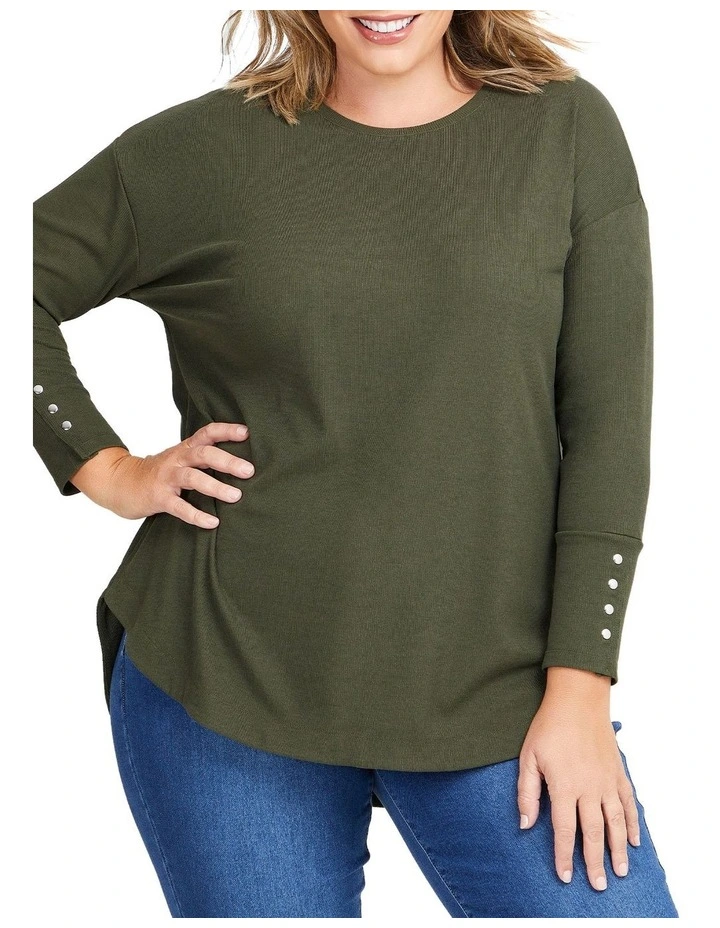 Rib Hi-lo Top in Green