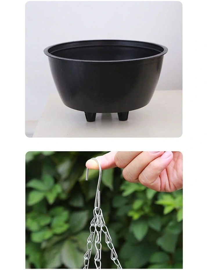 Small Hanging Resin Self Watering Flower Pot in White
