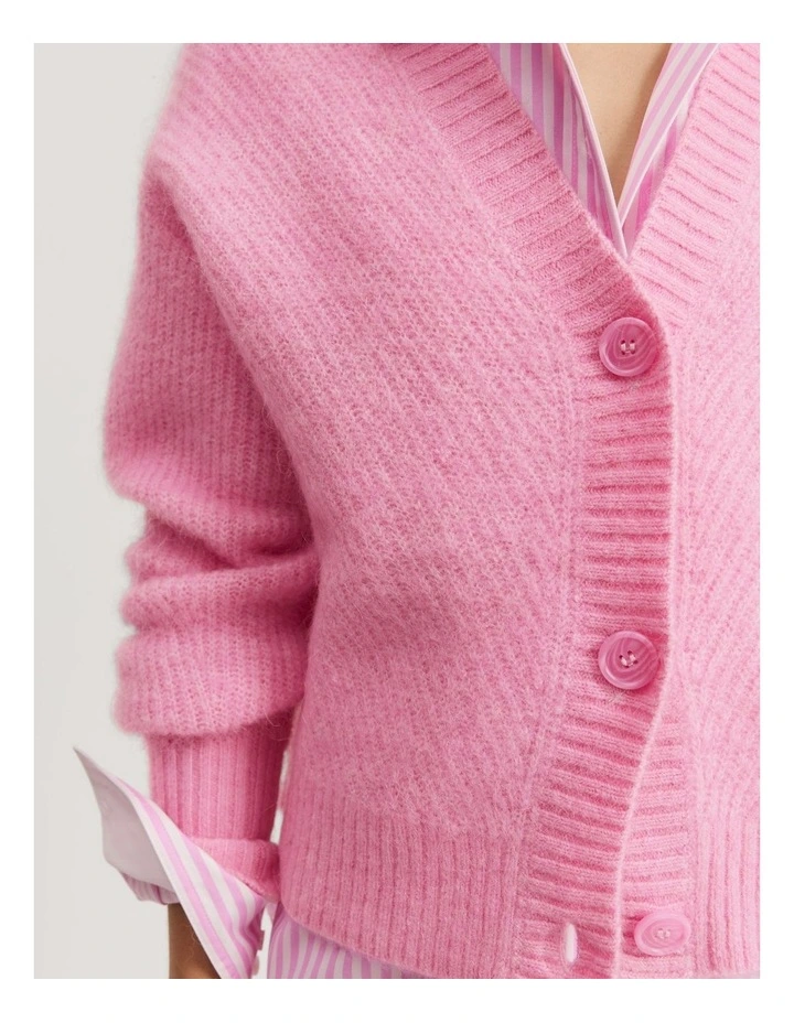 Brushed Crop Cardigan in Rosetta