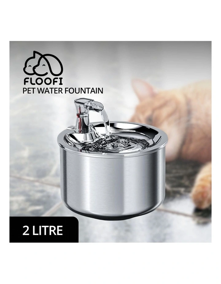 2L Automatic Electric Pet Drinking Water Fountain in Stainless Steel