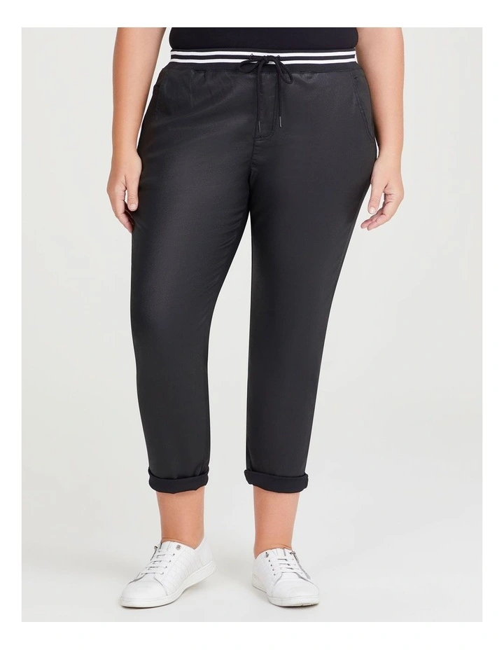 Coated Denim Pull On Jogger in Black