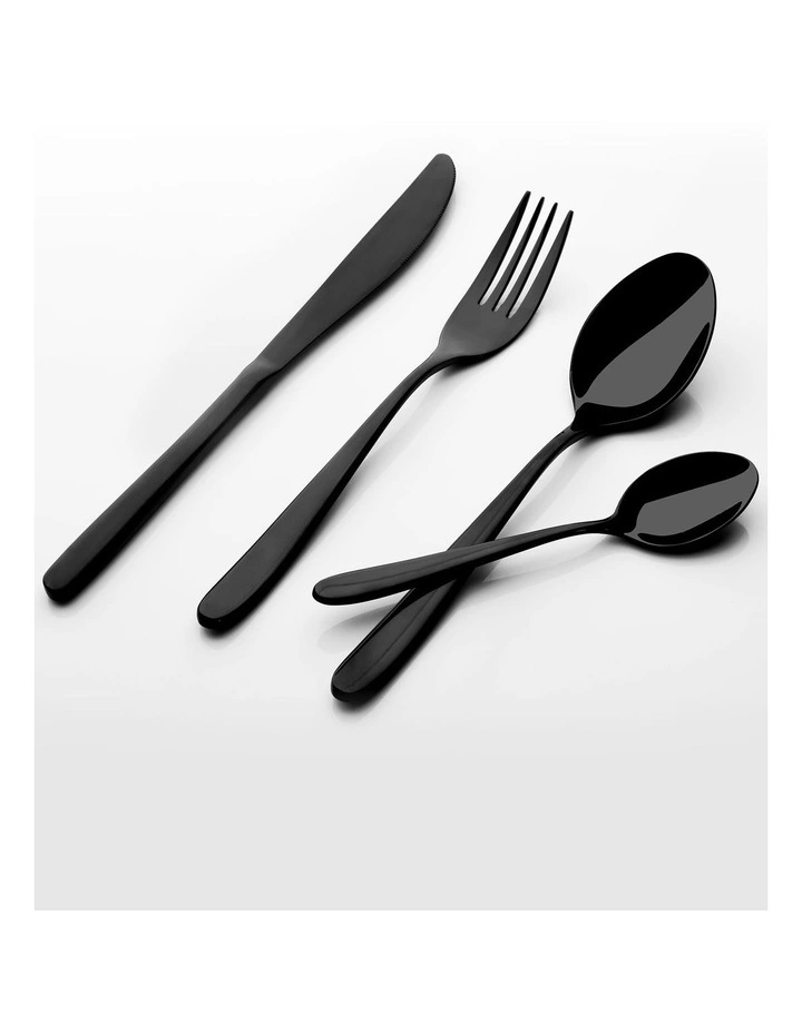 Premium Steel Cutlery Set 24 Piece in Black