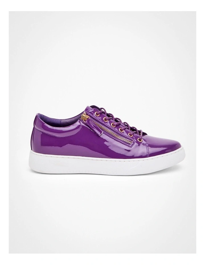 Patent Side Zip Sneakers in Purple