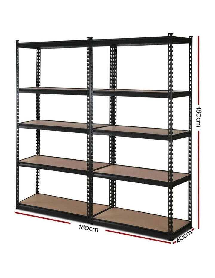 5-Shelves Steel Storage Rack 2x0.9m in Black