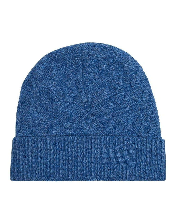 Eric Cable Knit Beanie in Heather Blue