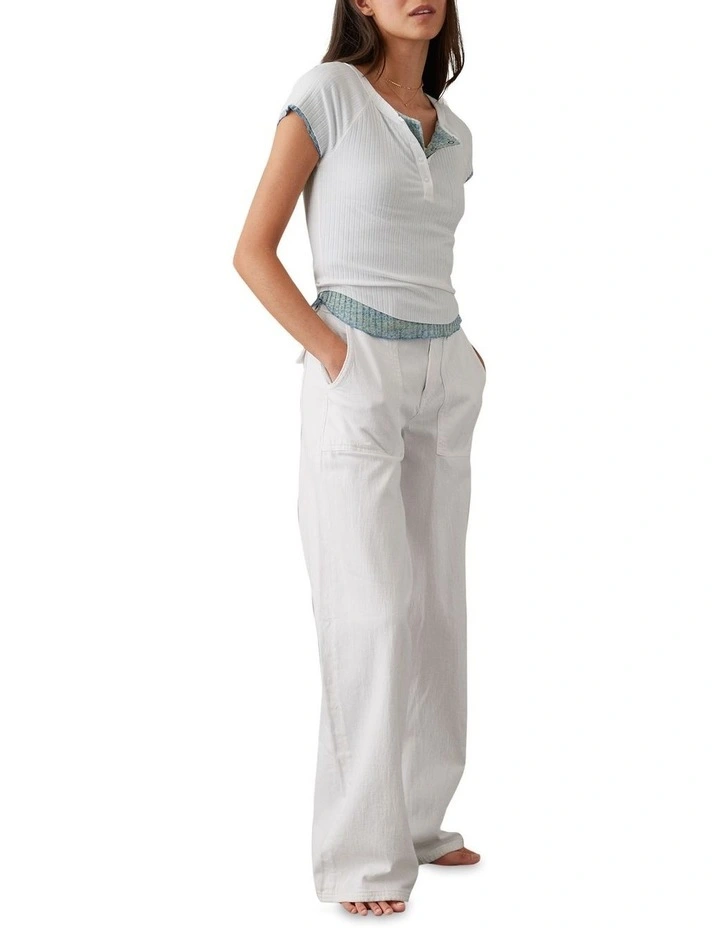 Hey Baby Henley Tee in White