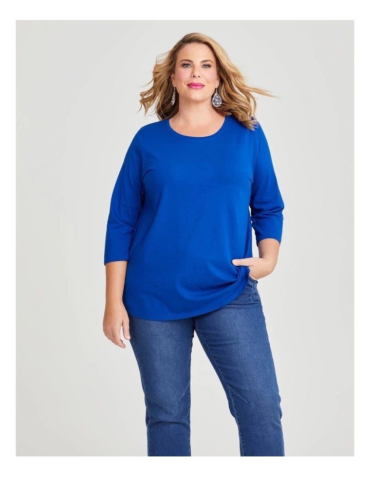 Australian Cotton 3/4 T-shirt in Lapis Blue