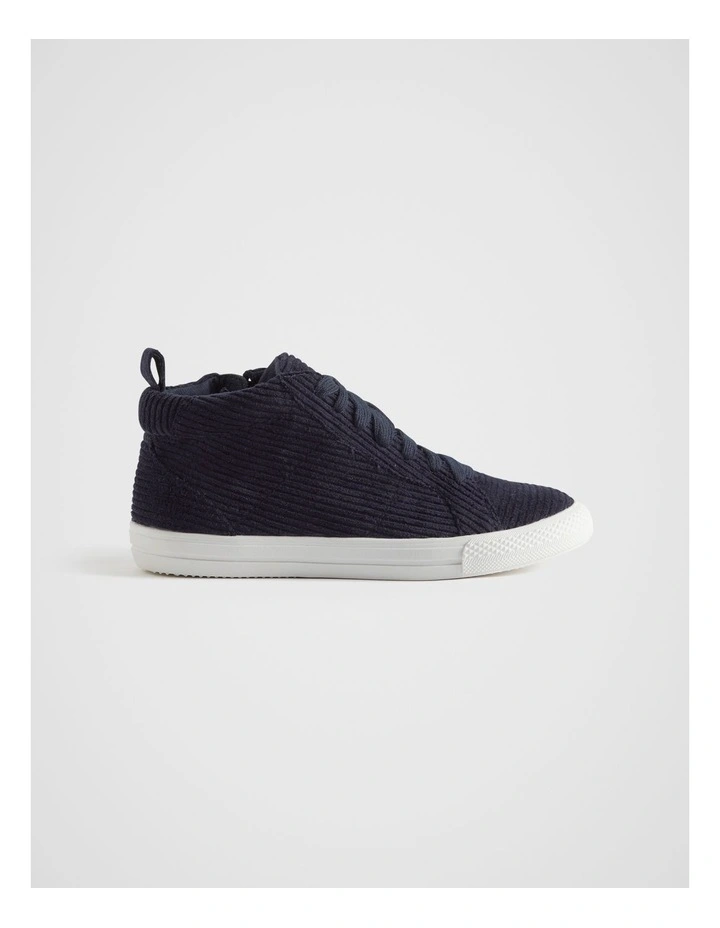 Cord High Top Sneaker in Navy
