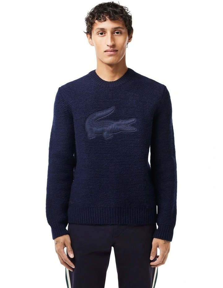Winter Elevated Moss Stitch Knit Sweater in Abysm