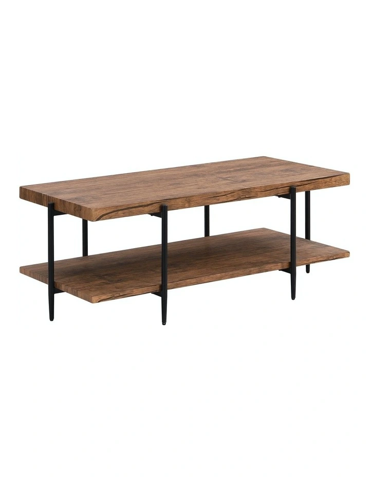 Extra Long 2-Tier Coffee Table 125cm in Rustic Dark Brown