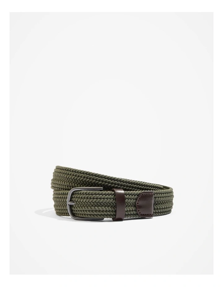 Stretch Woven Belt in Army Green