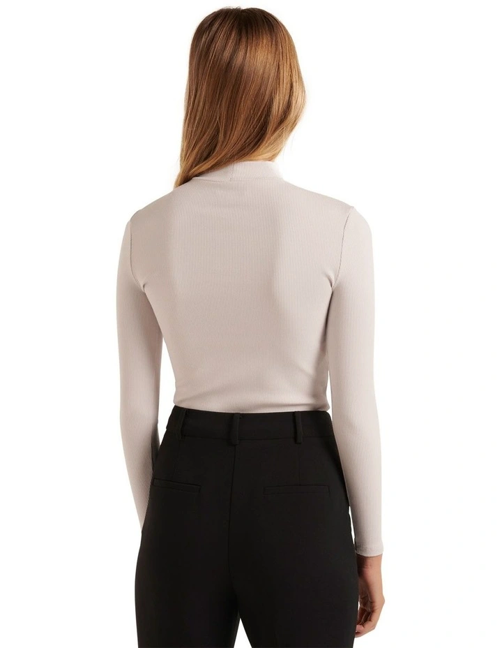 Winona Rib Long Sleeve Top in Grey
