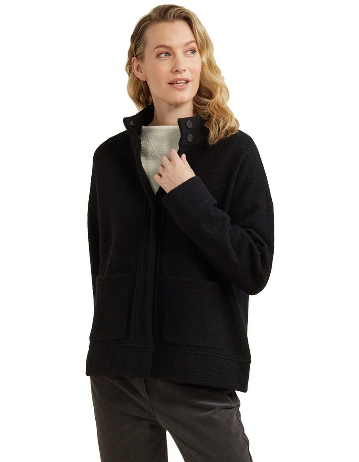 Cropped Wool Jacket in Black