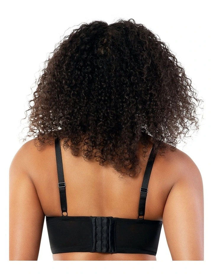 Pearl Underwire Longline Plunge Bra in Black