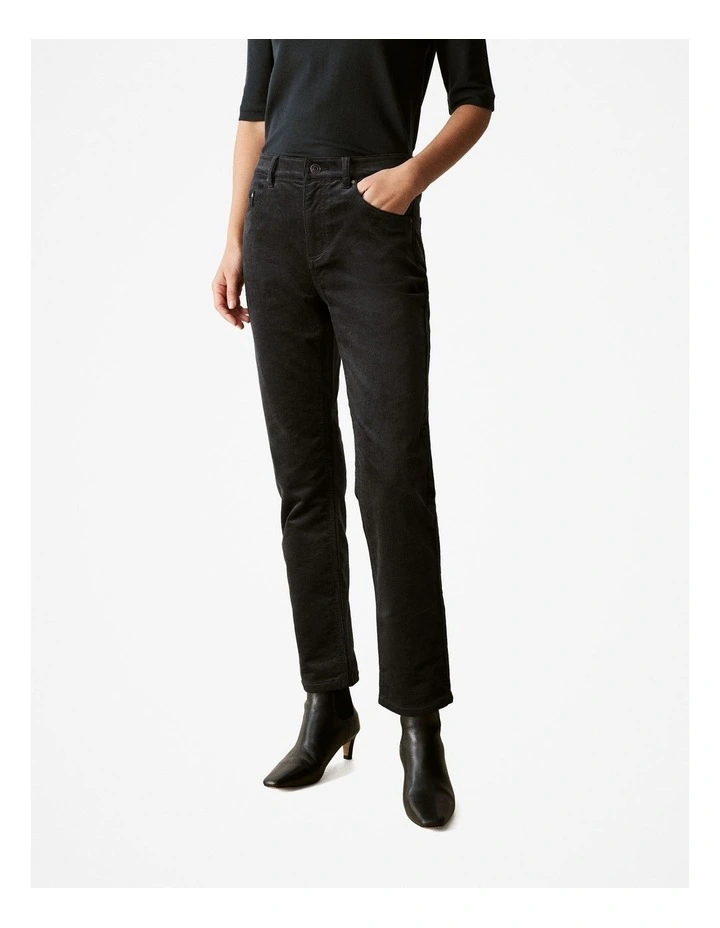 Corduroy Five Pocket Boyfriend Pant in Black