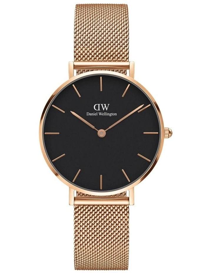 Petite Melrose 32mm Stainless Steel Quartz Watch in Black/Rose Gold