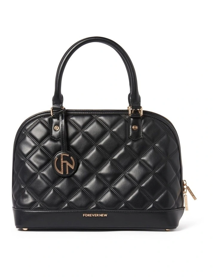 Polly Quilted Bowler Bag in Black