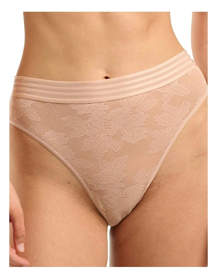 Jade Sustainable Lace High Leg High Waist Brief in Nude