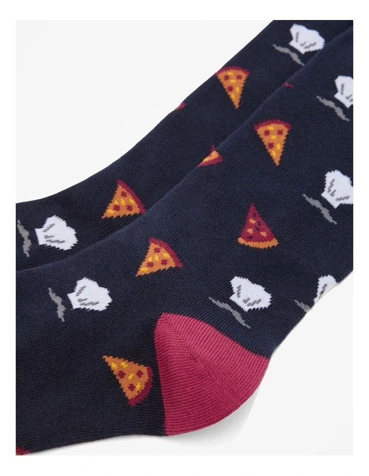 Australian Cotton Blend Pizza Chef Sock in Navy