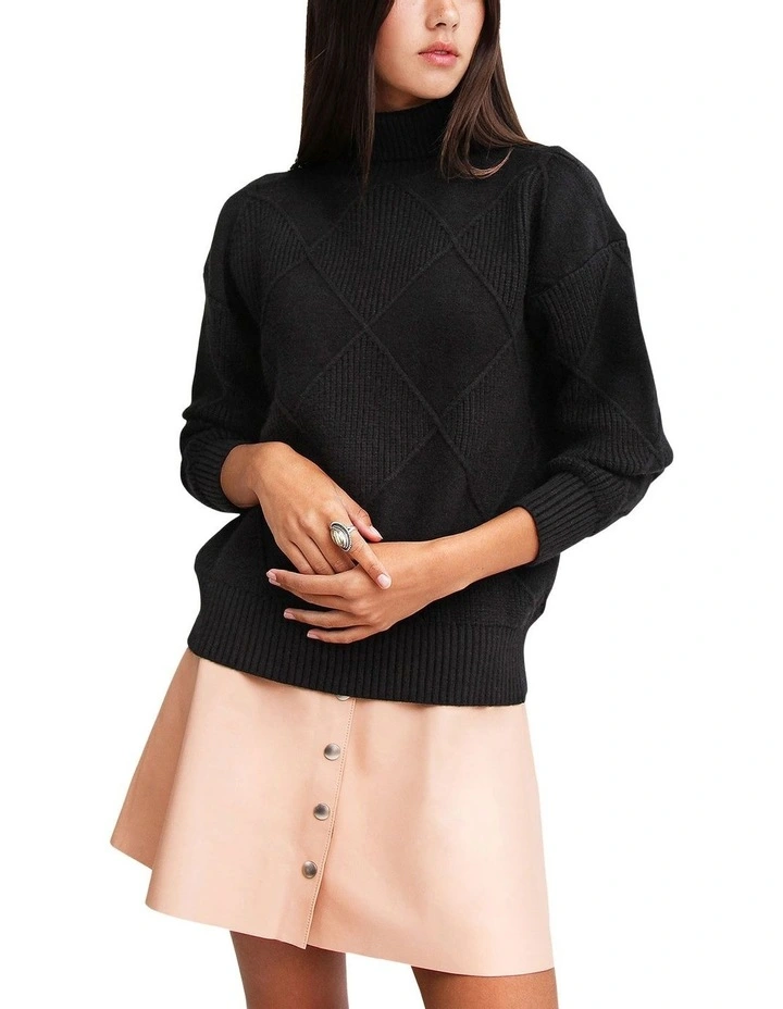 The Academy Turtleneck Jumper in Black