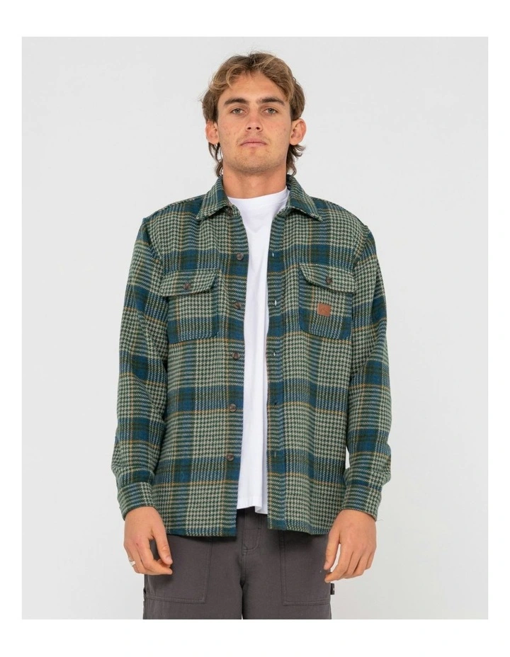 Houndstooth Overshirt in Green