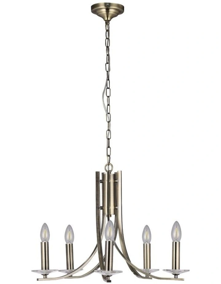 Corrine 5 Light Chandelier Light Antique Brass