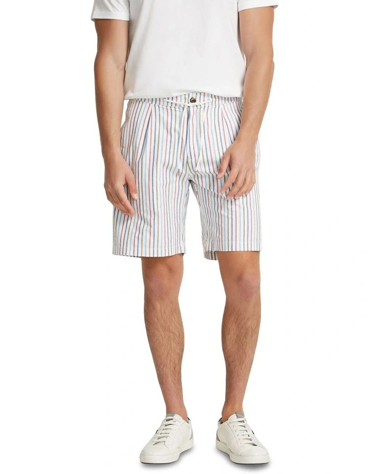 Barney Cotton Stripe Shorts in Multi Stripes