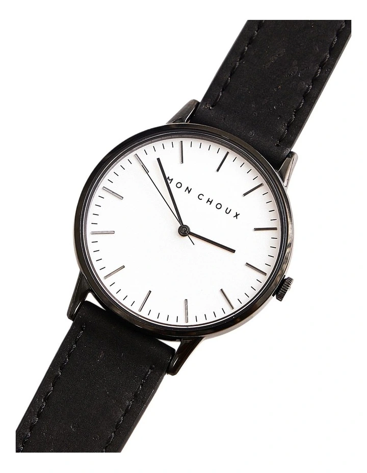 Classic Vegan Leather Watch 38mm in Black