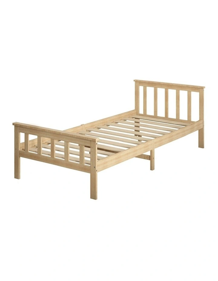 Mattress Base Solid Pine Wood Wooden Single Bed Frame in Natural