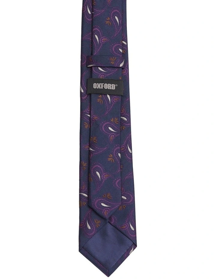 Large Paisley Design Tie in Dark Purple