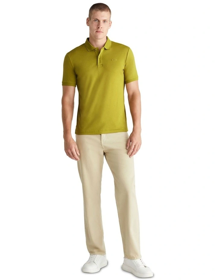 Smooth Cotton Slim Polo in Green