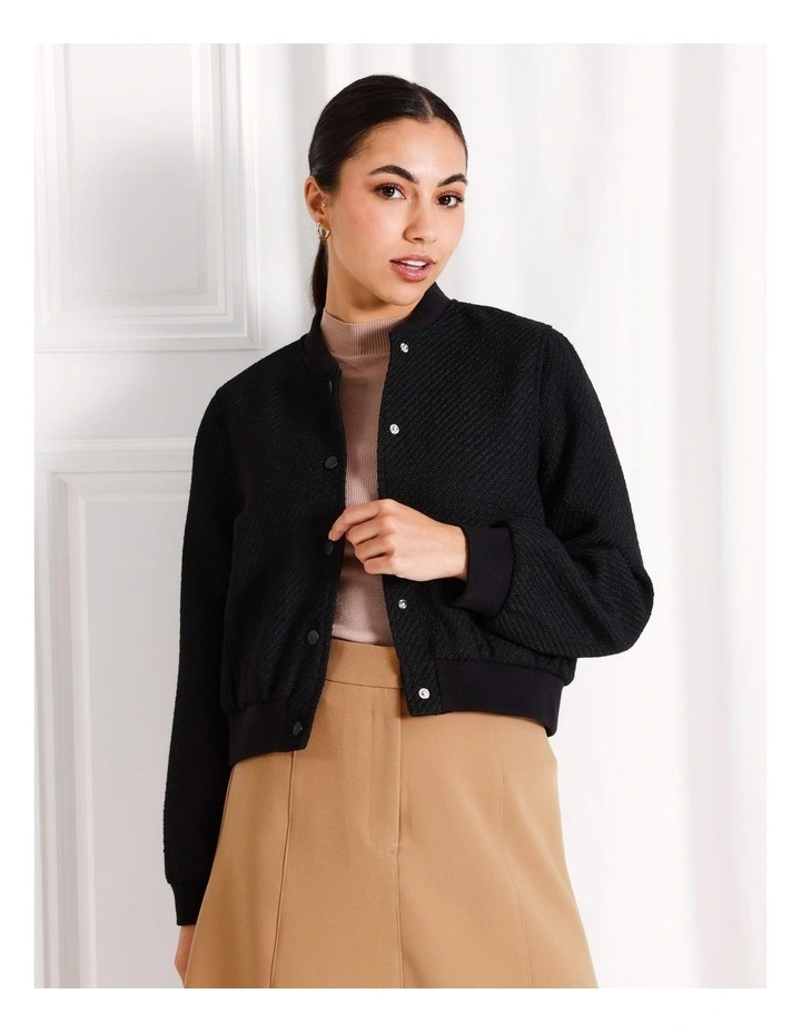 Boucle Bomber Jacket in Black