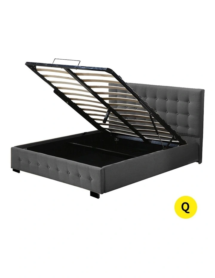 Queen Gas Lift Storage Bed Frame in Grey