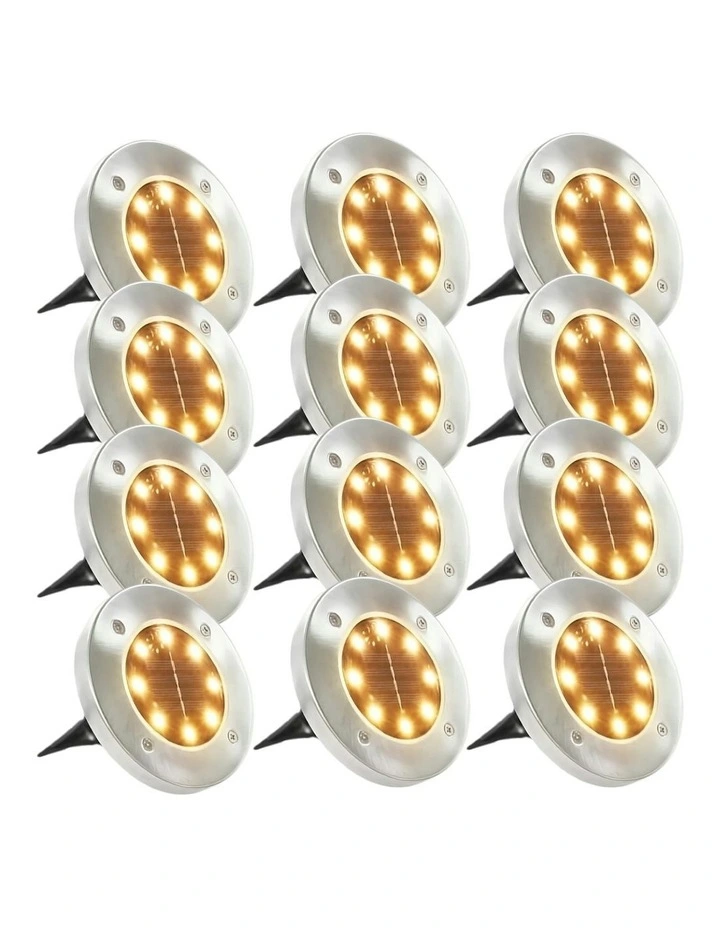 Waterproof Solar Powered Rechargeable Warm Led Light 12 Pack in Multi