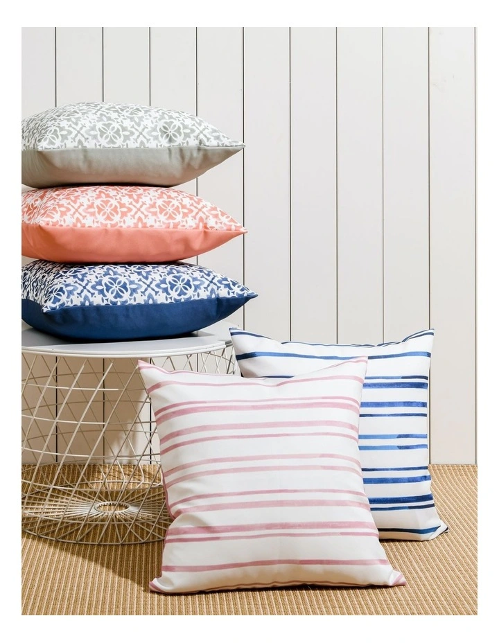 Stripe Printed Outdoor Cushion 50 x 50cm in Blue
