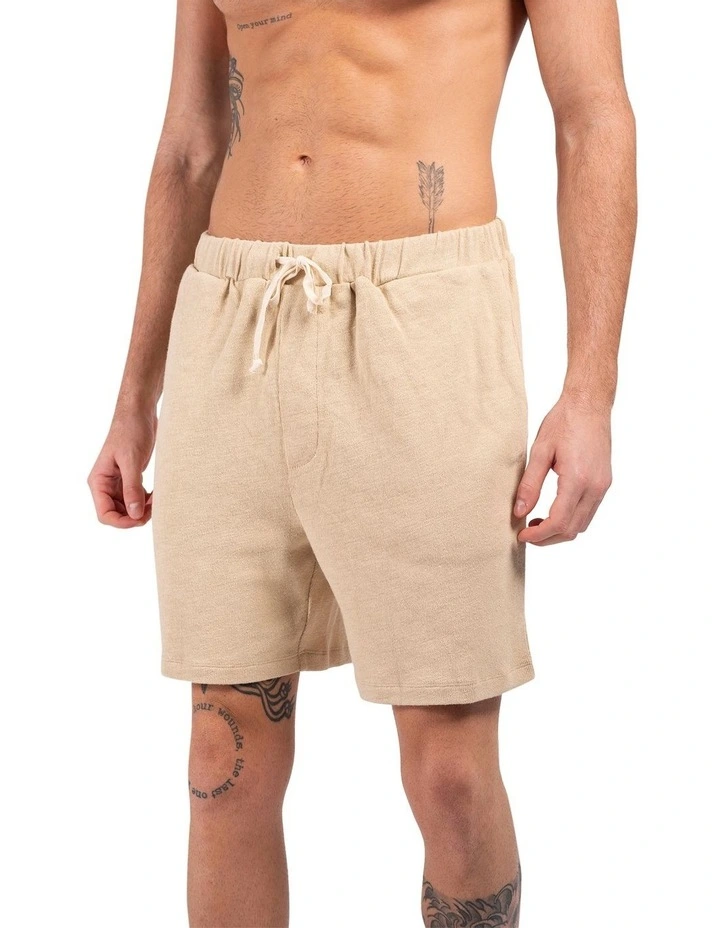 Loose Knit Lounge Shorts in Sand