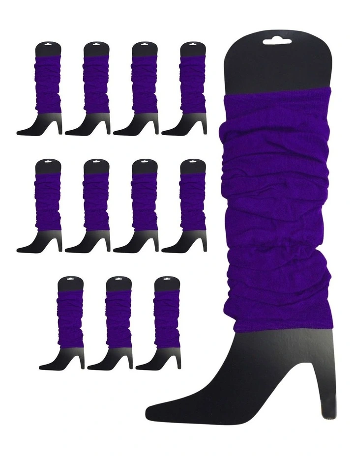 Knitted Leg Warmers 12-Pack in Purple