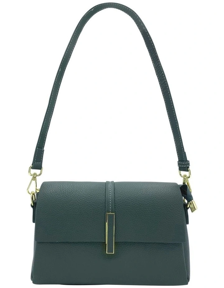 Lola Flap Leather Crossbody Bag in Pine
