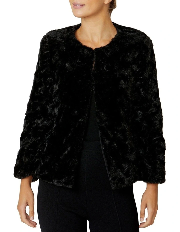 Estelle Faux Fur Jacket in Black