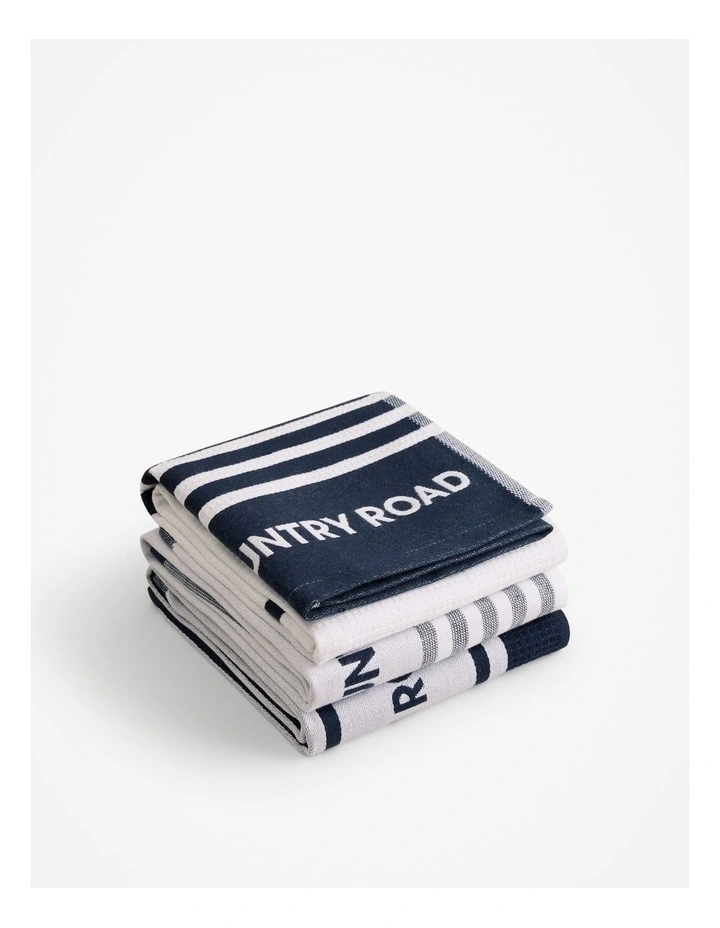 Aeri Australian Cotton Tea Towel Pack of 3 in Navy