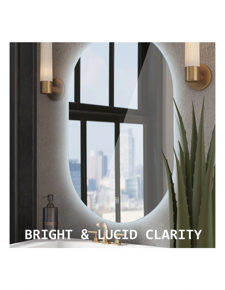LED Oval Touch Anti-Fog Makeup Bathroom Vanity Wall Mirror 50x75cm in White