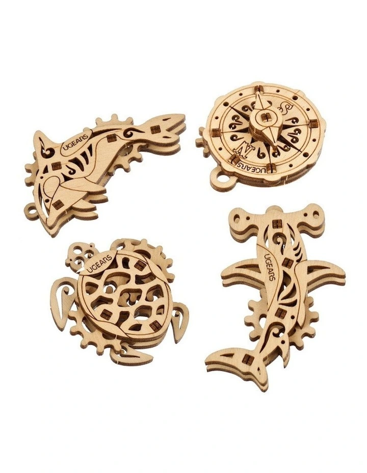 U-Fidgets Atlantic Ocean Mechanical DIY Kit Wooden 3D Puzzle 38 Piece