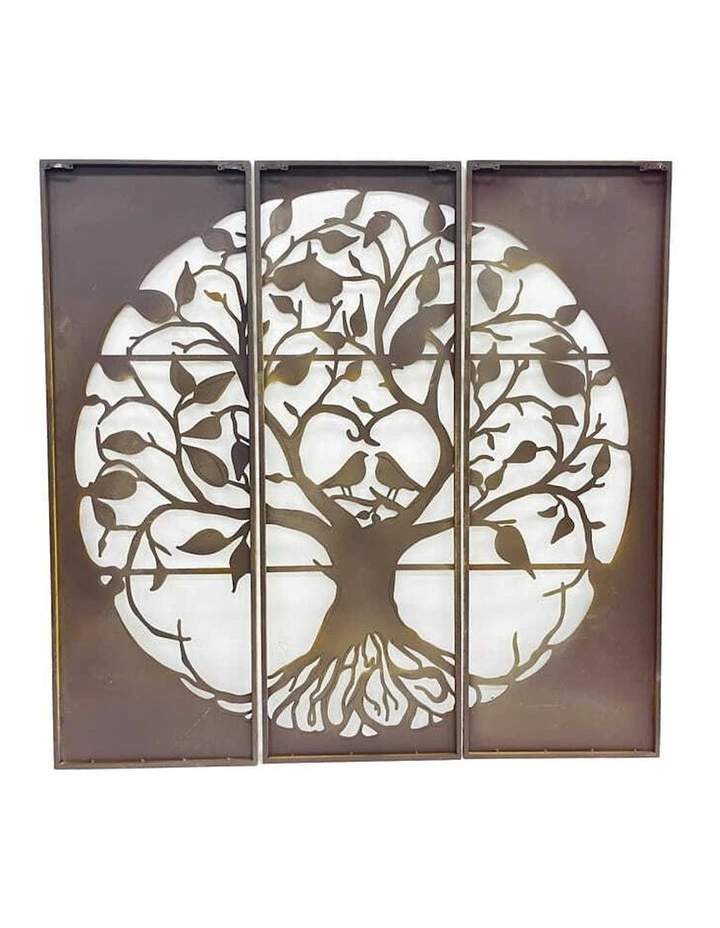 Lasercut Heart Shaped Tree Of Life Wall Art 2 Piece in Brown